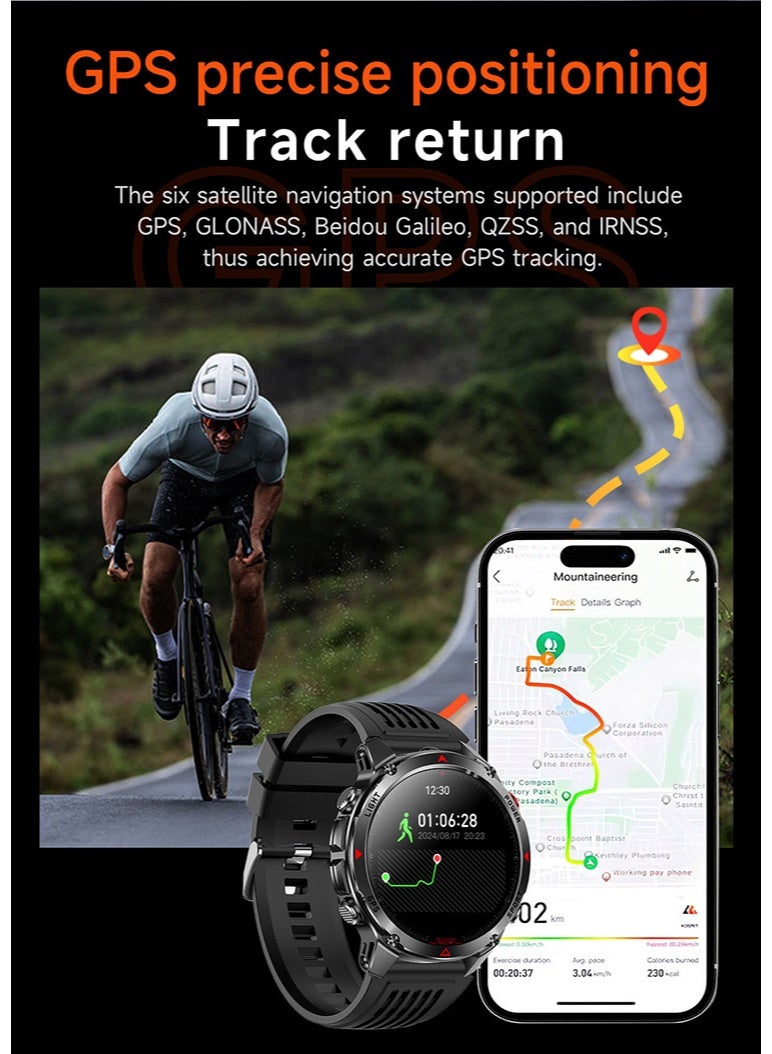 سكت شيكترو تتميز ساعة HT37 الذكية بمكالمات بلوتوث، وتتبع نظام تحديد المواقع العالمي (GPS)، ومصباح يدوي، وبوصلة للرياضات الخارجية. - Image 2