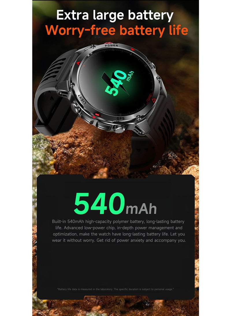 سكت شيكترو تتميز ساعة HT37 الذكية بمكالمات بلوتوث، وتتبع نظام تحديد المواقع العالمي (GPS)، ومصباح يدوي، وبوصلة للرياضات الخارجية. - Image 4