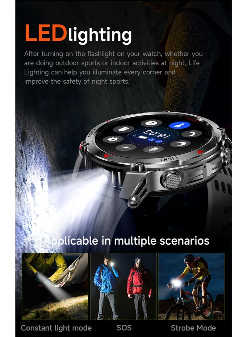 سكت شيكترو تتميز ساعة HT37 الذكية بمكالمات بلوتوث، وتتبع نظام تحديد المواقع العالمي (GPS)، ومصباح يدوي، وبوصلة للرياضات الخارجية. - Image 3