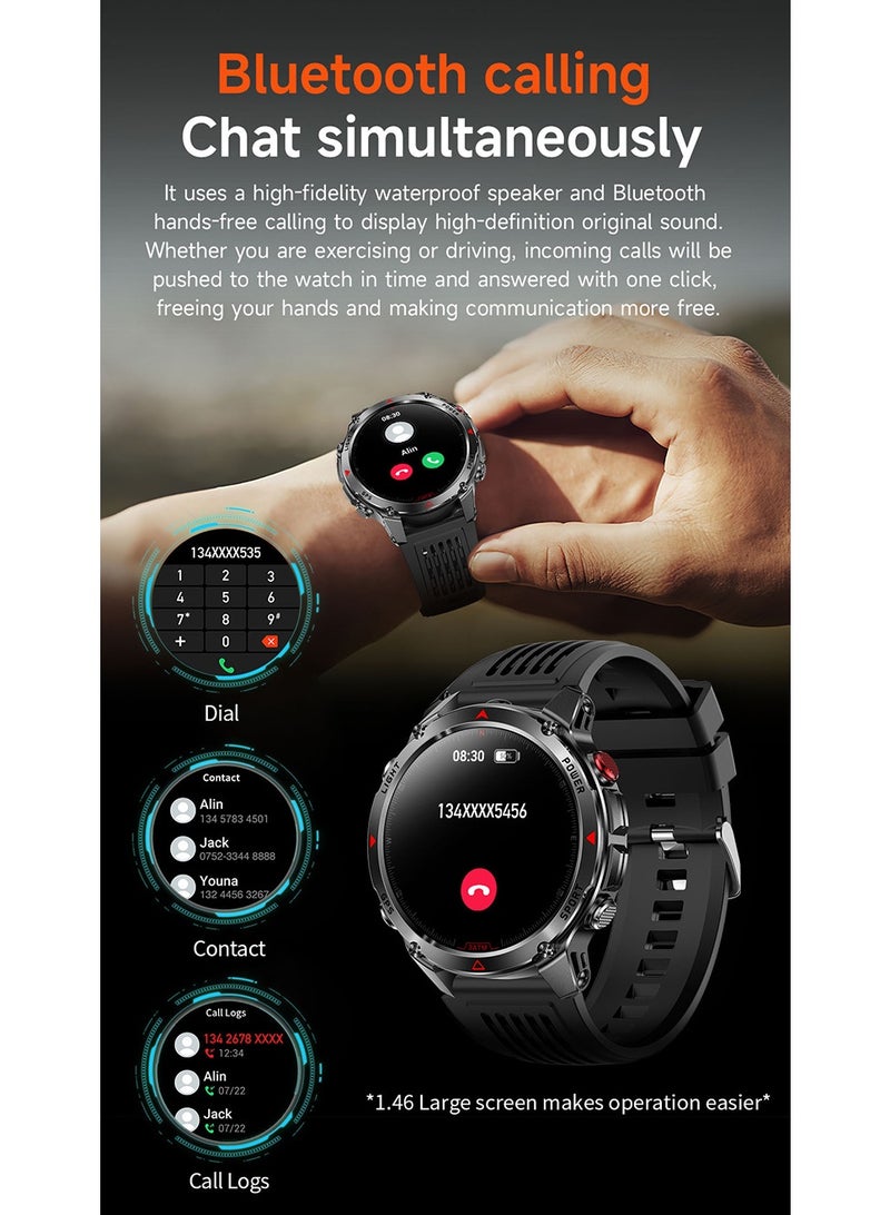 سكت شيكترو تتميز ساعة HT37 الذكية بمكالمات بلوتوث، وتتبع نظام تحديد المواقع العالمي (GPS)، ومصباح يدوي، وبوصلة للرياضات الخارجية. - Image 5