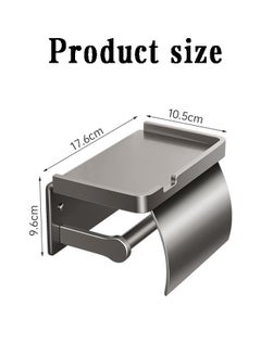RongXin Self Adhesive Toilet Paper Holder with Shelf Stainless Steel Wall Mounted Toilet Paper Roll Holder Proof Waterproof with Cover Toilet Paper Holder Bathroom Metal Aluminum Covered Holder（Gun Grey)  - Image 2
