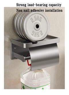 RongXin Self Adhesive Toilet Paper Holder with Shelf Stainless Steel Wall Mounted Toilet Paper Roll Holder Proof Waterproof with Cover Toilet Paper Holder Bathroom Metal Aluminum Covered Holder（Gun Grey)  - Image 5