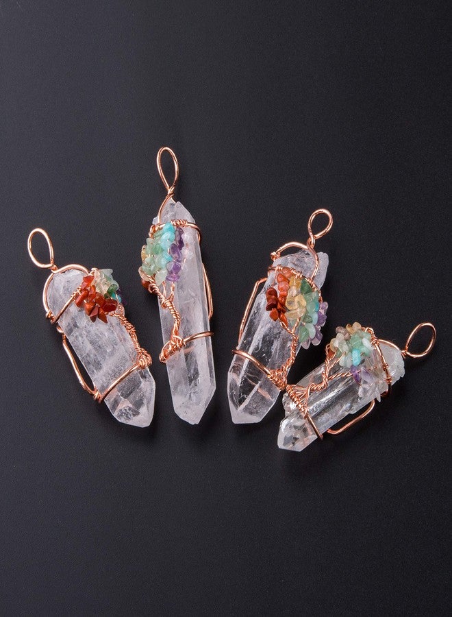 Bivei Life Tree Copper Wire Wrapped Crystal Necklace Chakra Pendant Natural Stone Quartz Reiki Jewelry Gift for Women - Image 3
