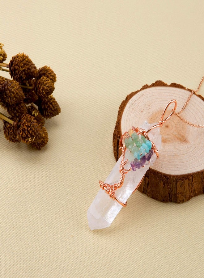 Bivei Life Tree Copper Wire Wrapped Crystal Necklace Chakra Pendant Natural Stone Quartz Reiki Jewelry Gift for Women - Image 5
