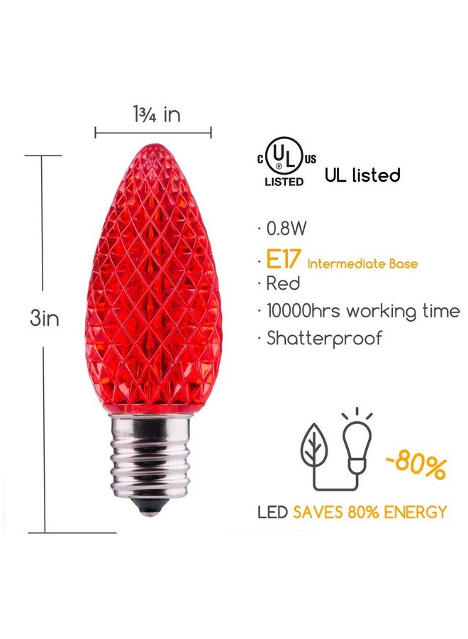 Brightown 50 Pack C9 LED Replacement Christmas Light Bulb, C9 Shatterproof LED Bulb for Christmas String Light, E17 Intermediate Base, Commercial Grade Dimmable Bulbs, Red - Image 2