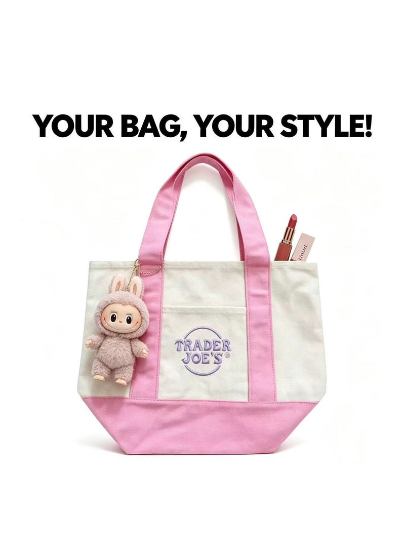 Trader Joe's Medium Canvas Tote Bag (Pink) - Image 5