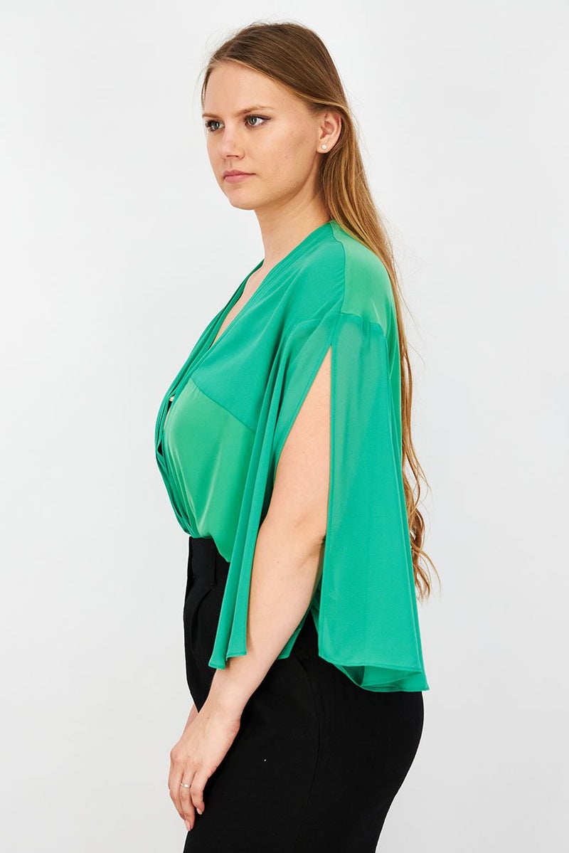 Marciano Women Textured Long Sleeve Bodysuit, Green - Image 2