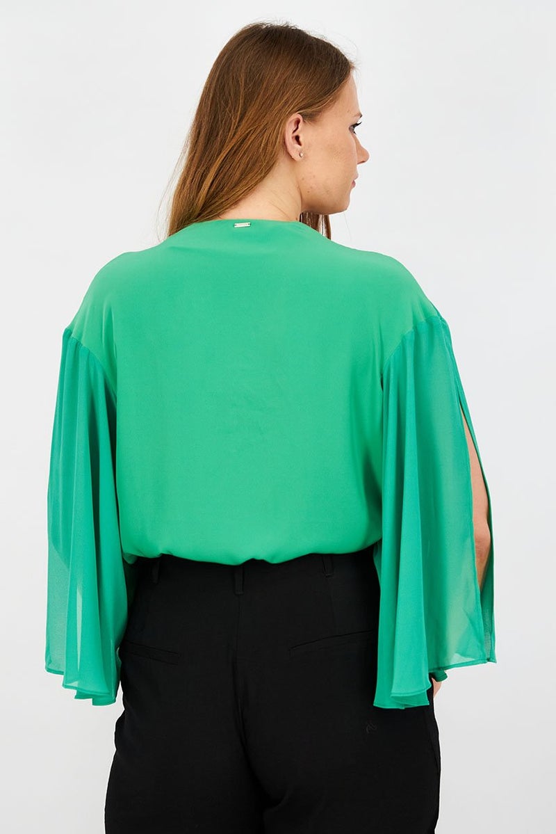 Marciano Women Textured Long Sleeve Bodysuit, Green - Image 3