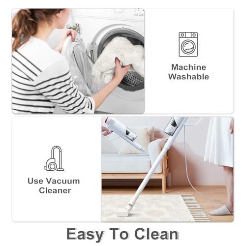 Uphome Boho Washable Runner Rugs 2' x 5', Woven Tufted Neutral Hallway Runner Rug with Fringe, Beige Cotton Farmhouse Entryway Rug, Tribal Accent Bedroom Floor Carpet for Bedside Laundry Kitchen - Image 4