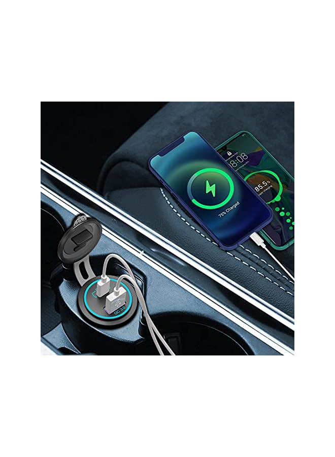 KASTWAVE Car Fast Charger Socket, 12V PD 3.0 & Quick with ON/Off Button for 12V/24V Car Boat Golf Cart Marine RV Motorcycle.（extension cord not included） - Image 5