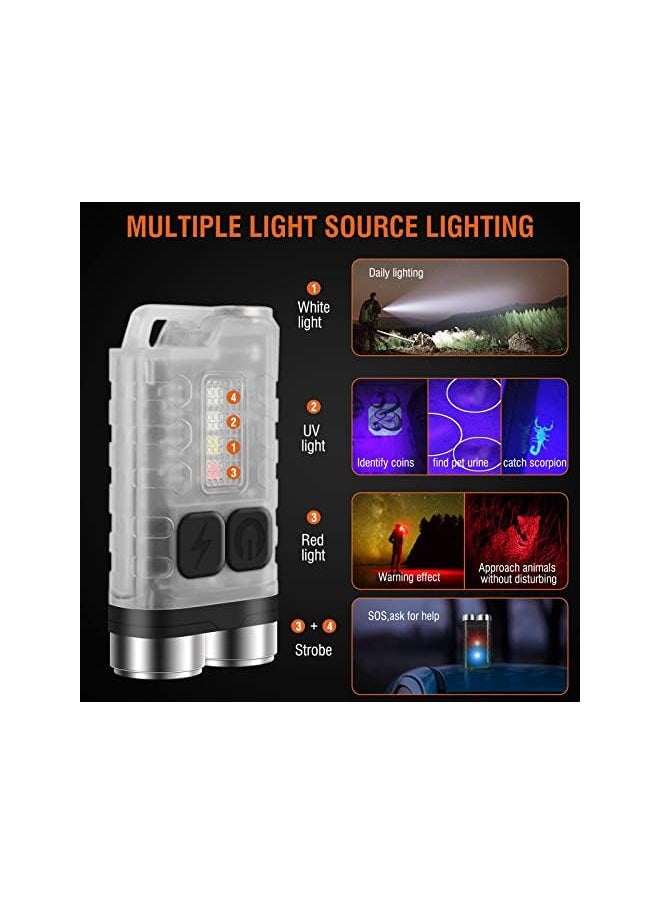 PROMASS promass V3 Mini LED Torch Rechargeable Key Ring Small Torches with Red Blue UV Light - 10 Modes 900 Lumen IP65 Waterproof Battery Operated Car Flashlight  - Image 3