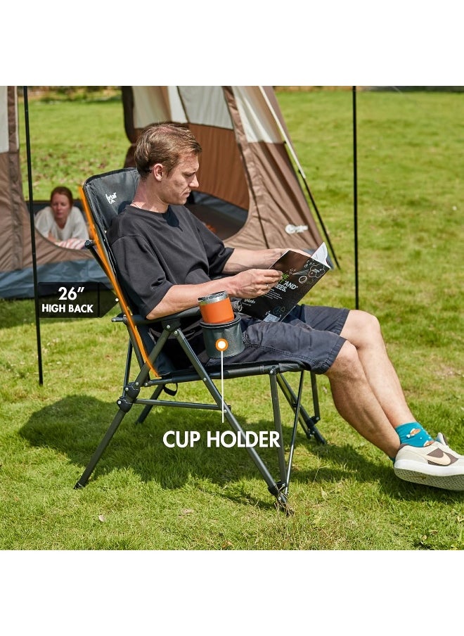 Portal - Portal Oversized Quad Folding Camping Chair High Back Cup Holder Hard Armrest Storage Pockets Carry Bag Included, Support 300 lbs, Black - Image 1