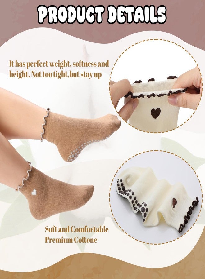 Skicuff 4 Pairs Cute Pilates Socks with Grips for Women, Non Slip Ruffle Yoga Socks for Barre Ballet Barefoot Workout (Color A) - Image 3