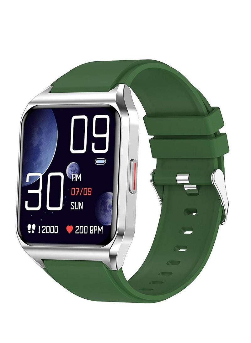 AROAQ H60 Smart Watch Bluetooth Calling Body Temperature Heart Rate Smartwatch IP67 Waterproof Sports Fitness Tracker Watches For Men And Women With Green Silicone Strap - Image 1