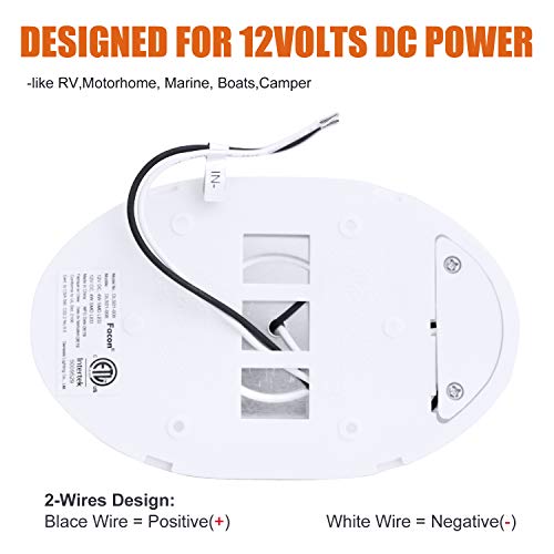 Facon 12V RV Ceiling Light with On&Off Switch, Oval Pancake Dome Light, RV Interior Light Fixture for RV Motorhomes Camper Caravan Trailer Boat - Image 4