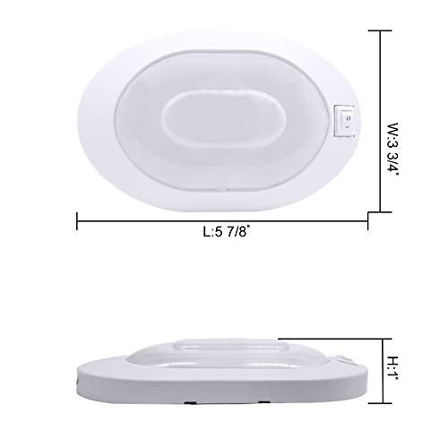 Facon 12V RV Ceiling Light with On&Off Switch, Oval Pancake Dome Light, RV Interior Light Fixture for RV Motorhomes Camper Caravan Trailer Boat - Image 5