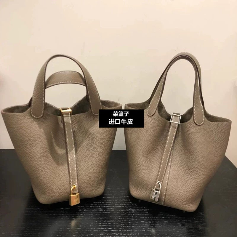 Bag Bucket Bag Food Basket Women'S Bag Genuine Leather Handbag Mummy Bag Bridal Wedding Bag High-End Sense - Image 4