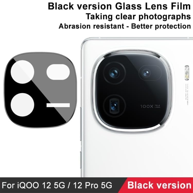 FabeKee Glass Camera Lens Protector For iQOO 12 5G | iQOO 12 Pro 5G [9H Hardness] [6D Lens Protector ] [Easy Installation] Black - Image 2