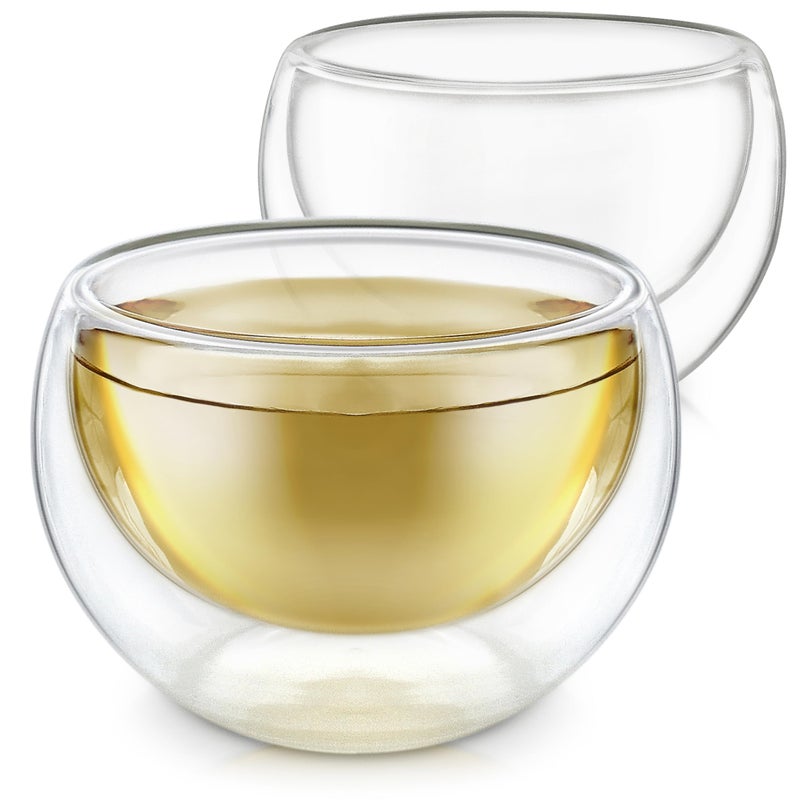 Teabloom Double Walled Cups (5 oz / 150 ml) â€“ Set of 2 Insulated Glass Cups for Tea, Coffee, Espresso, and More â€“ Classica Teacups Collection - Image 1