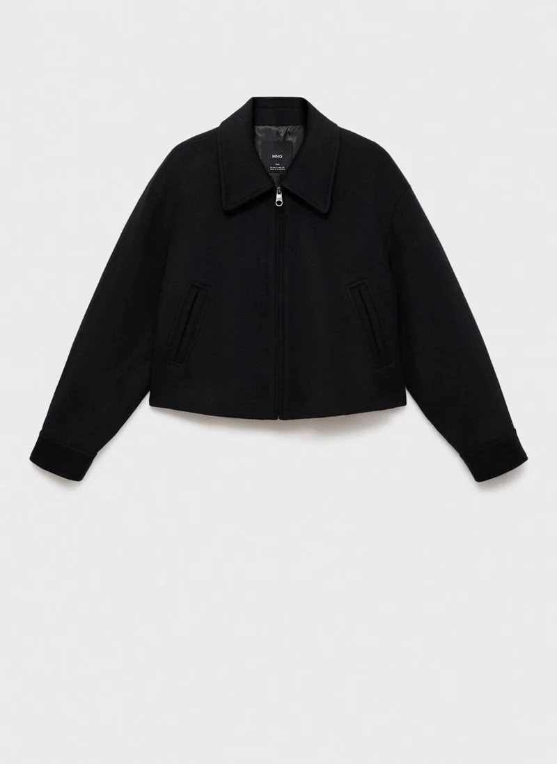 MANGO Wool bomber jacket