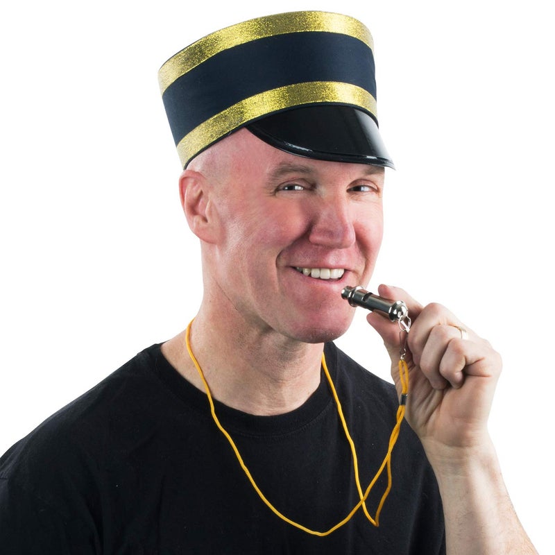 Tigerdoe Conductor Hat - Train Engineer Costume - Hat and Whistle - Costume Hats for Adults â€“ Railroad Party - 2 Pc Set - Image 2