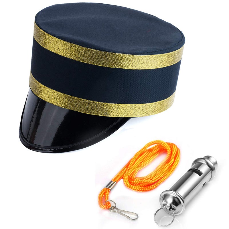 Tigerdoe Conductor Hat - Train Engineer Costume - Hat and Whistle - Costume Hats for Adults â€“ Railroad Party - 2 Pc Set - Image 1