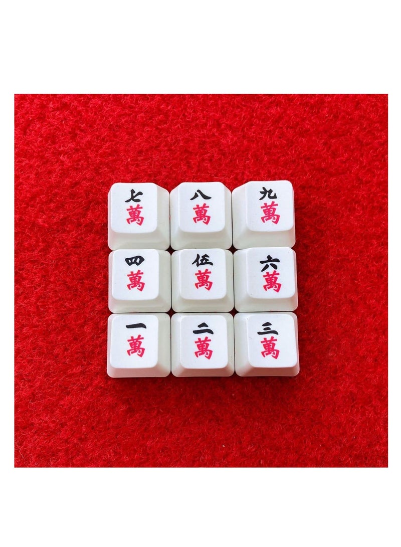 Captaintech PBT Keycaps 9 Keys Set, Chinese Mahjong Wan Words Keycaps, Dye-Sublimation PBT Keycaps, DIY keycaps OEM Keycaps for Gaming Mechanical Keyboard, Custom Keycaps for Numeric Keypad - Image 1