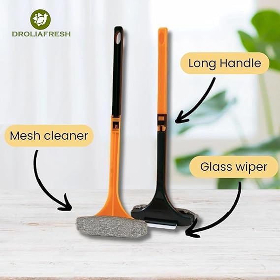 ZENYAZ ZENYAZ 2 in 1 Mesh Cleaner Brush with Windows Cleaning Wiper and Extended Handle Multipurpose Double Sided with Hanging Hole Used to Clean Mosquito Nets, Glass, Tabletop Etc Multicolor, Pack of 1  - Image 5