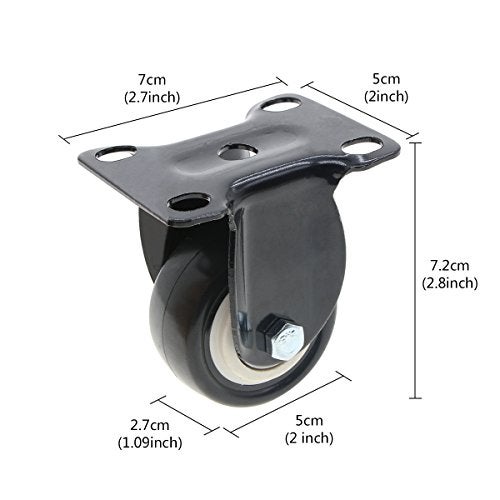 Saim Swivel Fixed Caster Wheels Rubber Base With Top Plate & Bearing Heavy Duty Set of 4 (2 with Brake and 2 Regular) - Image 3