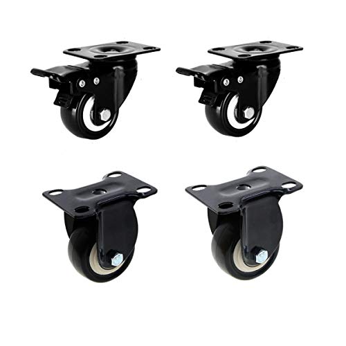 Saim Swivel Fixed Caster Wheels Rubber Base With Top Plate & Bearing Heavy Duty Set of 4 (2 with Brake and 2 Regular) - Image 1