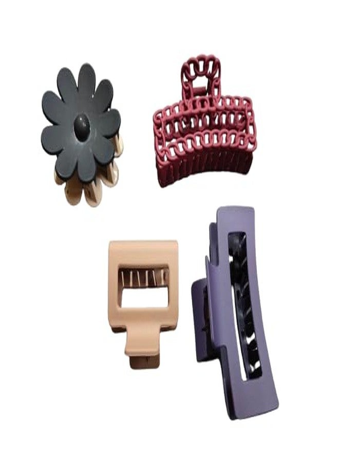 TrendyTrolley 4 Pc Large Hair Claw Clips Combo Set - Nonslip Ponytail Holder Hair Clips - Hair Clutcher-Matte Color Hair Clip For Women & Girls (HC-C11) - Image 1