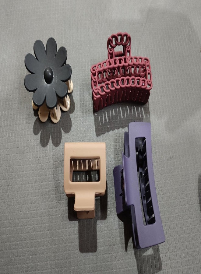 TrendyTrolley 4 Pc Large Hair Claw Clips Combo Set - Nonslip Ponytail Holder Hair Clips - Hair Clutcher-Matte Color Hair Clip For Women & Girls (HC-C11) - Image 4