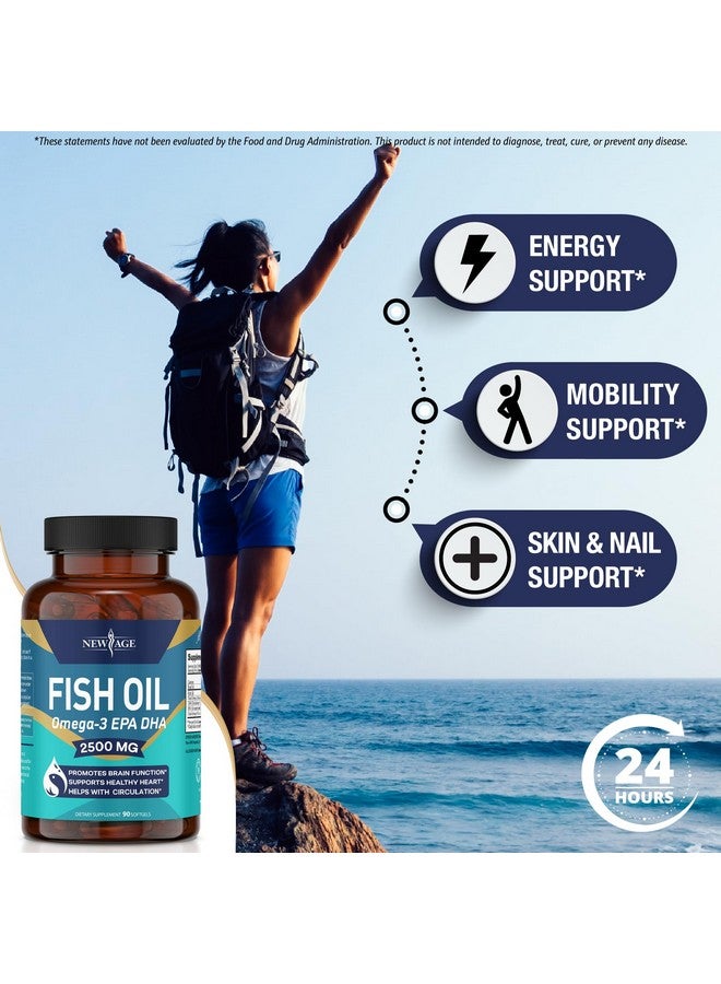 NEW AGE Omega 3 Fish Oil 2500mg Supplement Immune & Helath Support - Promotes Joint, Eye & Skin Health - Non GMO - EPA, DHA Fatty Acids Gluten Free (180 Softgels (Pack of 2)) - Image 3