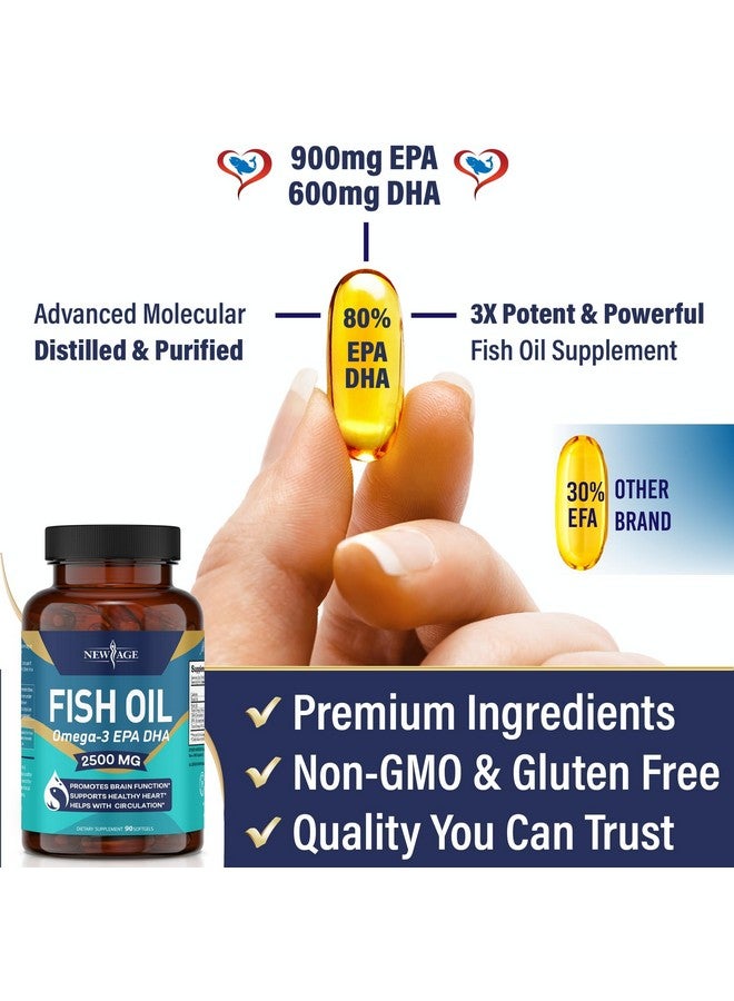 NEW AGE Omega 3 Fish Oil 2500mg Supplement Immune & Helath Support - Promotes Joint, Eye & Skin Health - Non GMO - EPA, DHA Fatty Acids Gluten Free (180 Softgels (Pack of 2)) - Image 5
