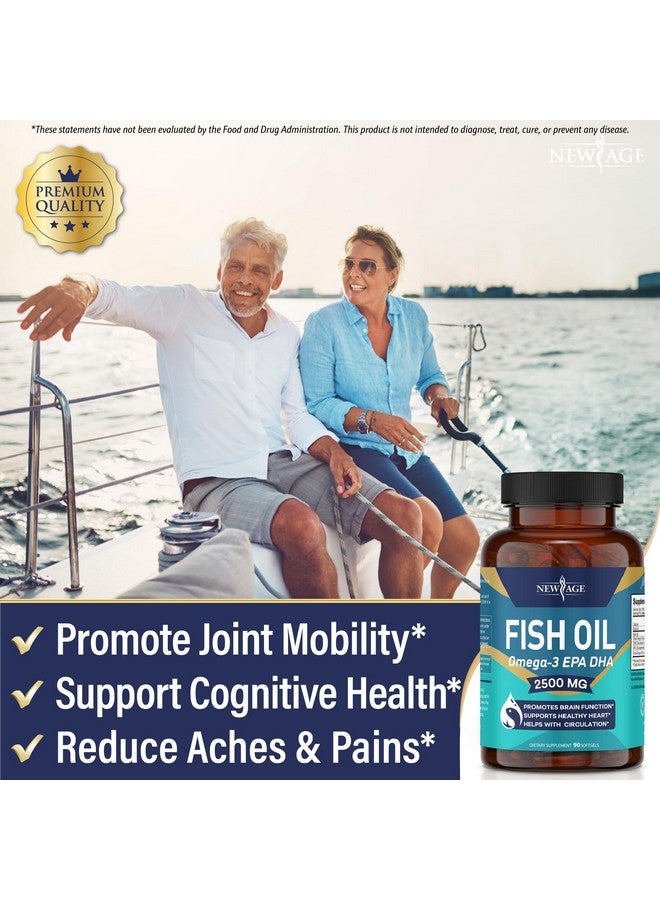 NEW AGE Omega 3 Fish Oil 2500mg Supplement Immune & Helath Support - Promotes Joint, Eye & Skin Health - Non GMO - EPA, DHA Fatty Acids Gluten Free (180 Softgels (Pack of 2)) - Image 4