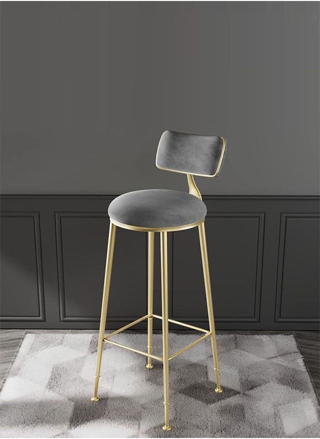 Generic Bar Stool, Chair Footrest High Stool with Backs, Upholstered Counter Height Stools Bar Chairs for Kitchen, Pub, Breakfast Stool, with Metal Legs  - Image 1