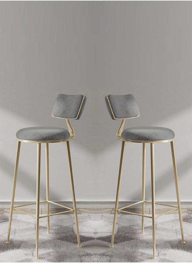 Generic Bar Stool, Chair Footrest High Stool with Backs, Upholstered Counter Height Stools Bar Chairs for Kitchen, Pub, Breakfast Stool, with Metal Legs  - Image 3