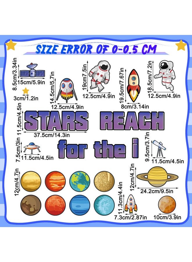 مارسبارك 68 قطعة من نشرات الفضاء الخارجي للفصل الدراسي لتزيين الحدود على شكل نجمة وقواطع على شكل كوكب رائد فضاء وأداة للوصول إلى النجوم وجدار سبورة للفصل الدراسي (الفضاء الخارجي) - Image 2
