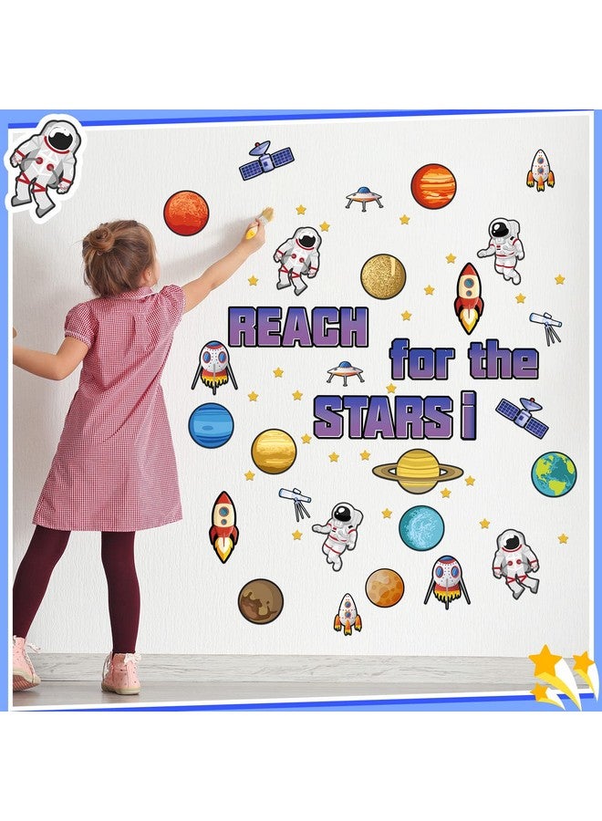 مارسبارك 68 قطعة من نشرات الفضاء الخارجي للفصل الدراسي لتزيين الحدود على شكل نجمة وقواطع على شكل كوكب رائد فضاء وأداة للوصول إلى النجوم وجدار سبورة للفصل الدراسي (الفضاء الخارجي) - Image 4