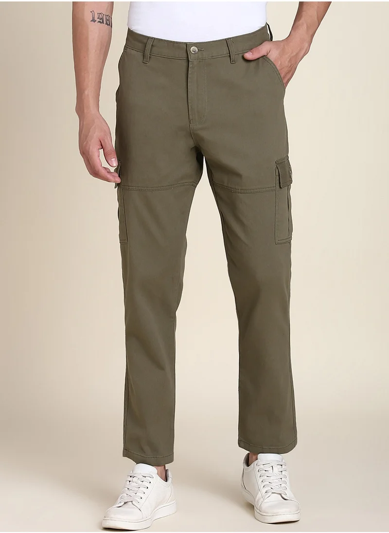 دينيس لينغو Light Olive Casual Trousers for Men - Slim Fit, Cotton Lycra