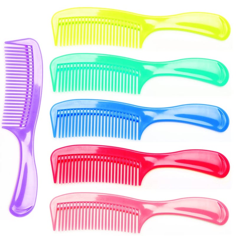 6 Pack 8 Colorful Styling Essentials Round Handle Comb Designed for All Hair Types