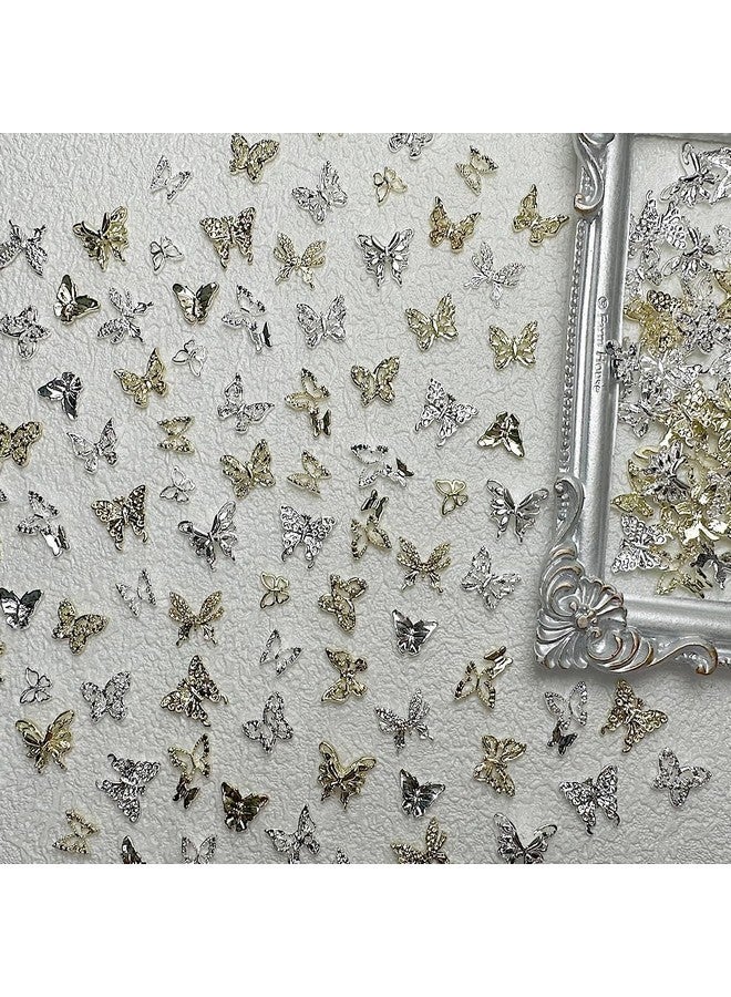 KACHIMOO Butterfly Nail Charms,100 Pcs Nail Charms Silver Nail Butterfly Charms Gold Butterflies Charms Butterfly Charms For Nails 3D Nail Charms Gold Nail Charms Silver Charms For Acrylic Nails - Image 2