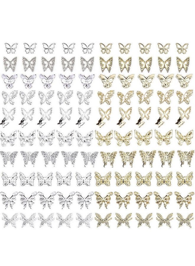 KACHIMOO Butterfly Nail Charms,100 Pcs Nail Charms Silver Nail Butterfly Charms Gold Butterflies Charms Butterfly Charms For Nails 3D Nail Charms Gold Nail Charms Silver Charms For Acrylic Nails - Image 1