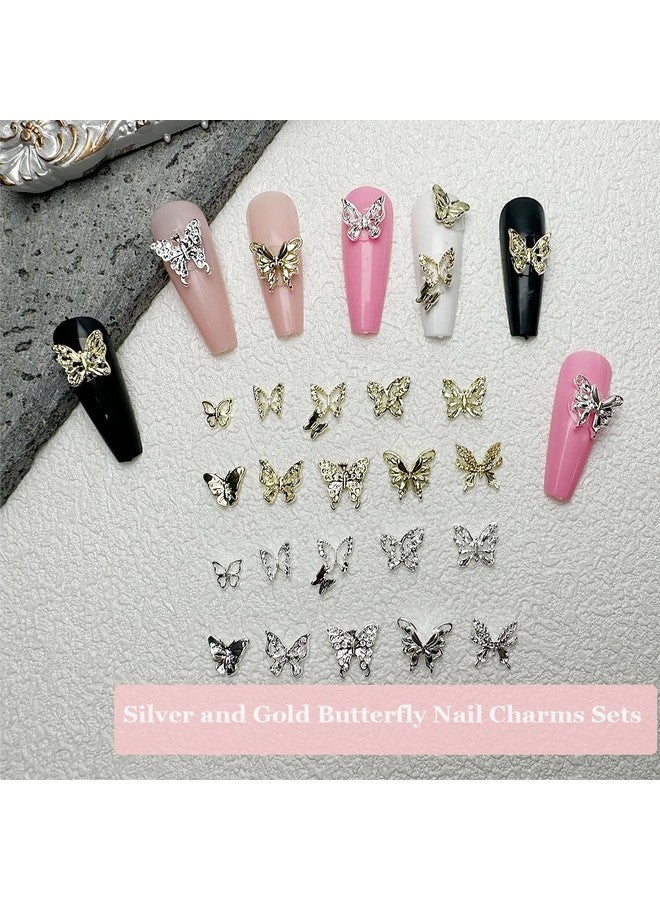 KACHIMOO Butterfly Nail Charms,100 Pcs Nail Charms Silver Nail Butterfly Charms Gold Butterflies Charms Butterfly Charms For Nails 3D Nail Charms Gold Nail Charms Silver Charms For Acrylic Nails - Image 4
