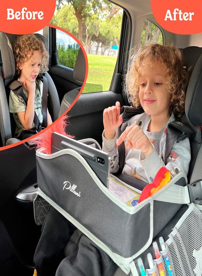 PILLANI Kids Travel Tray for Car - Car Seat Tray/Table for Kids Travel, Roadtrip Activities , Road Trip Essential Accessories, Must Have Toddler Lap Desk Organizer for Airplane - Image 3