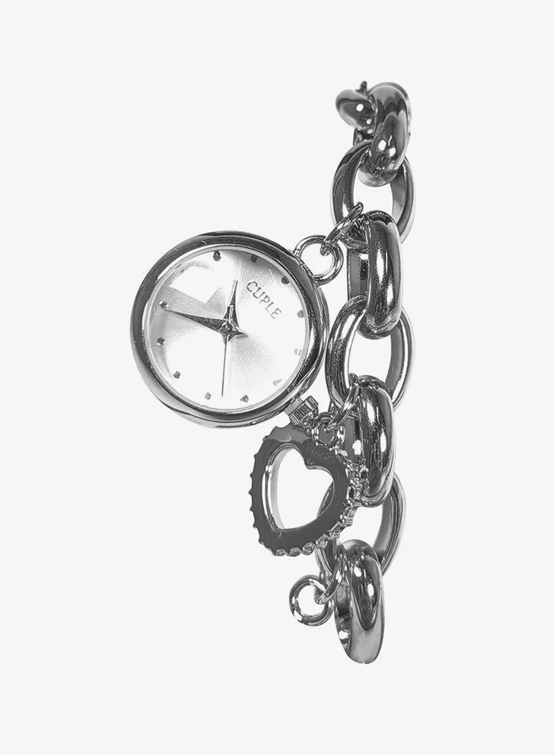 Cuple Womens Silver Bracelet with charms Wrist Watch