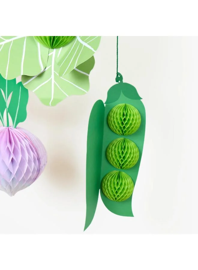 Meri Meri  Giant Vegetable Decorations - Set of 10 Paper Honeycomb Carrots, Beetroots, Cabbages, Pea Pods and Radishes with Hidden Magnets and Green Twine for Spring Party Décor  | Best Price UAE