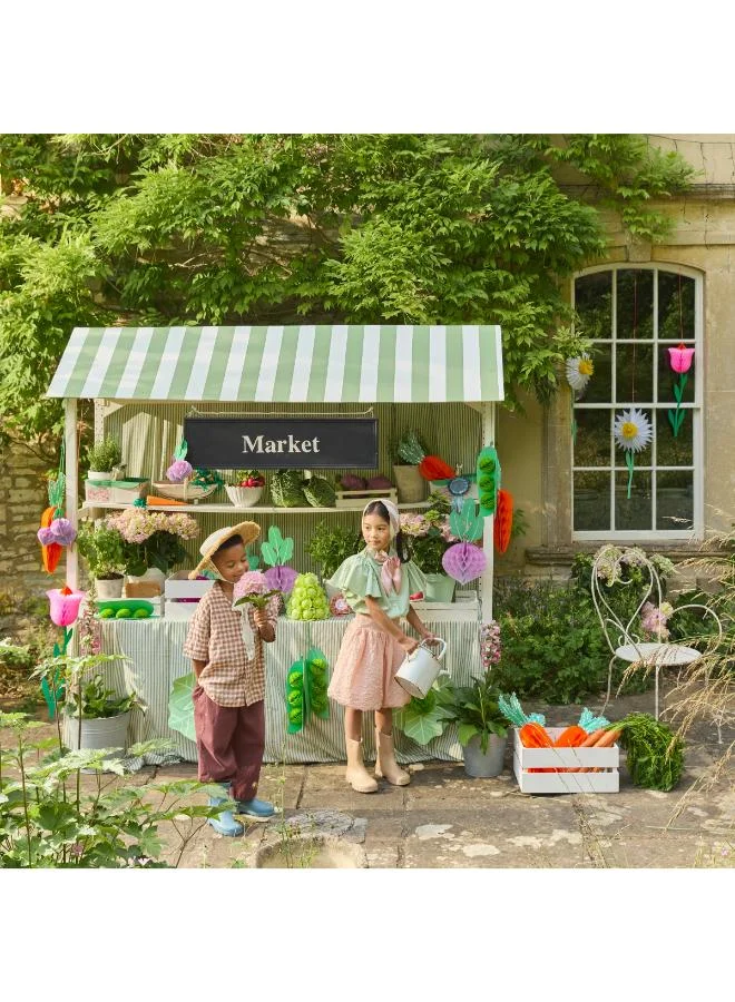 ميري ميري Giant Vegetable Decorations - Set of 10 Paper Honeycomb Carrots, Beetroots, Cabbages, Pea Pods and Radishes with Hidden Magnets and Green Twine for Spring Party Décor