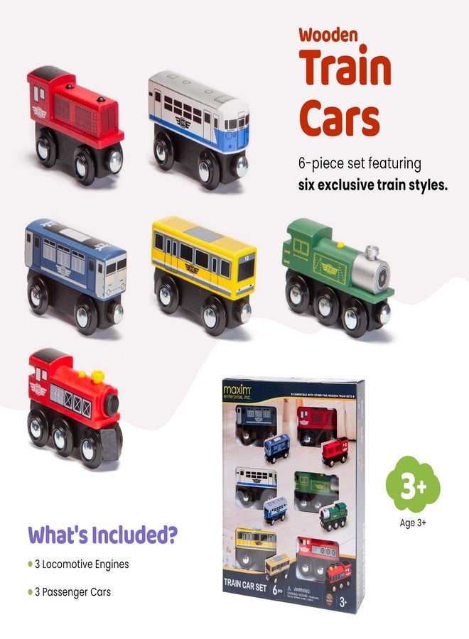Maxim Enterprise, Maxim Enterprise 6-Piece Wooden Train Car Set - Classic Rolling Locomotive/Train Engines Compatible with Thomas Wooden Railway, Brio & Other Major Brand Wooden Trains - Image 4