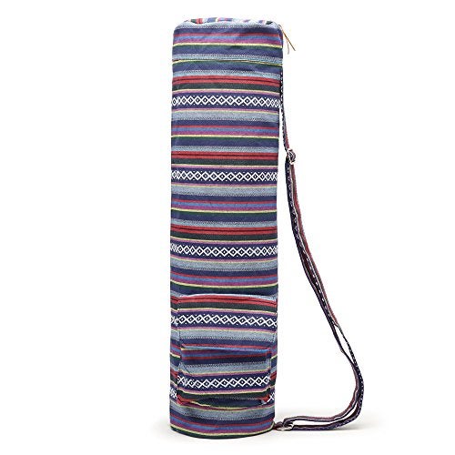 ELENTURE Canvas Yoga Mat Bag with Adjustable Strap & Pockets, Full-Zip Travel Gym Tote for Women & Men, Fits 1/4" & 1/3" Thick Mats, Lightweight Carrier for Yoga, Workout, Outdoor Use - Image 2